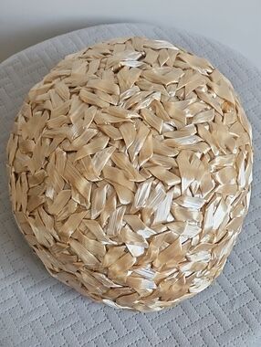Vintage Beltone Woven Straw Dome Hat in Natural Beige